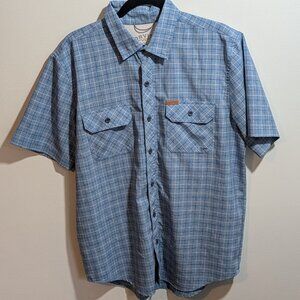 Blue Orvis Men's Short Sleeve Tech Shirt, Woven, Quick Dry